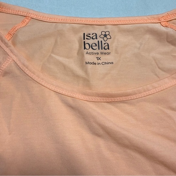 Isabella Active Wear Coral Short Sleeve Activewear Top - Picture 3 of 8